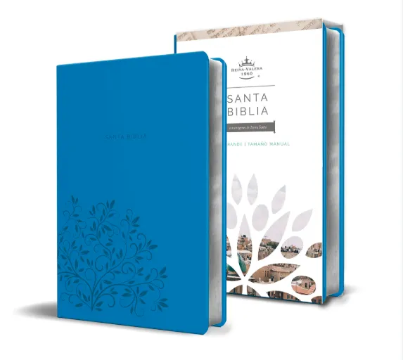 Biblia Rvr 1960. Símil piel azul.